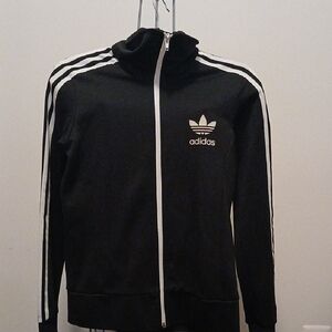 Adidas Men's Black and White Track Jacket